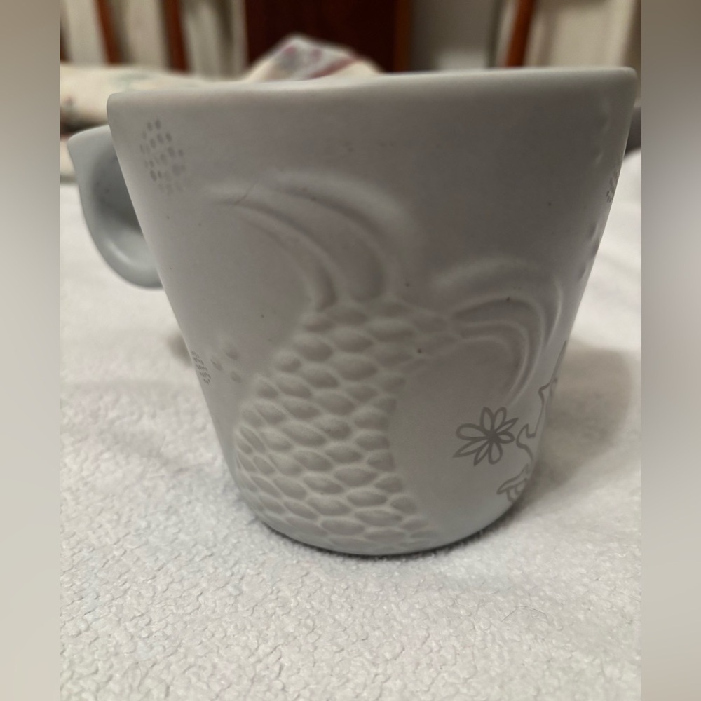 Starbucks Embossed Mermaid Siren Tail 2016 Anniversary Mug 12 oz Soft Gray